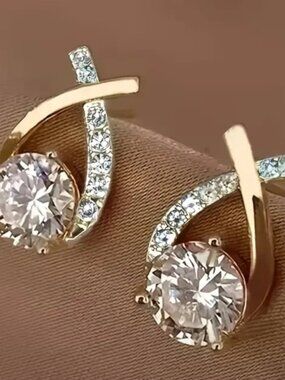 NEW Fashion Jewelry Gold and Silver Teardrop Earrings with Sparkling Stones